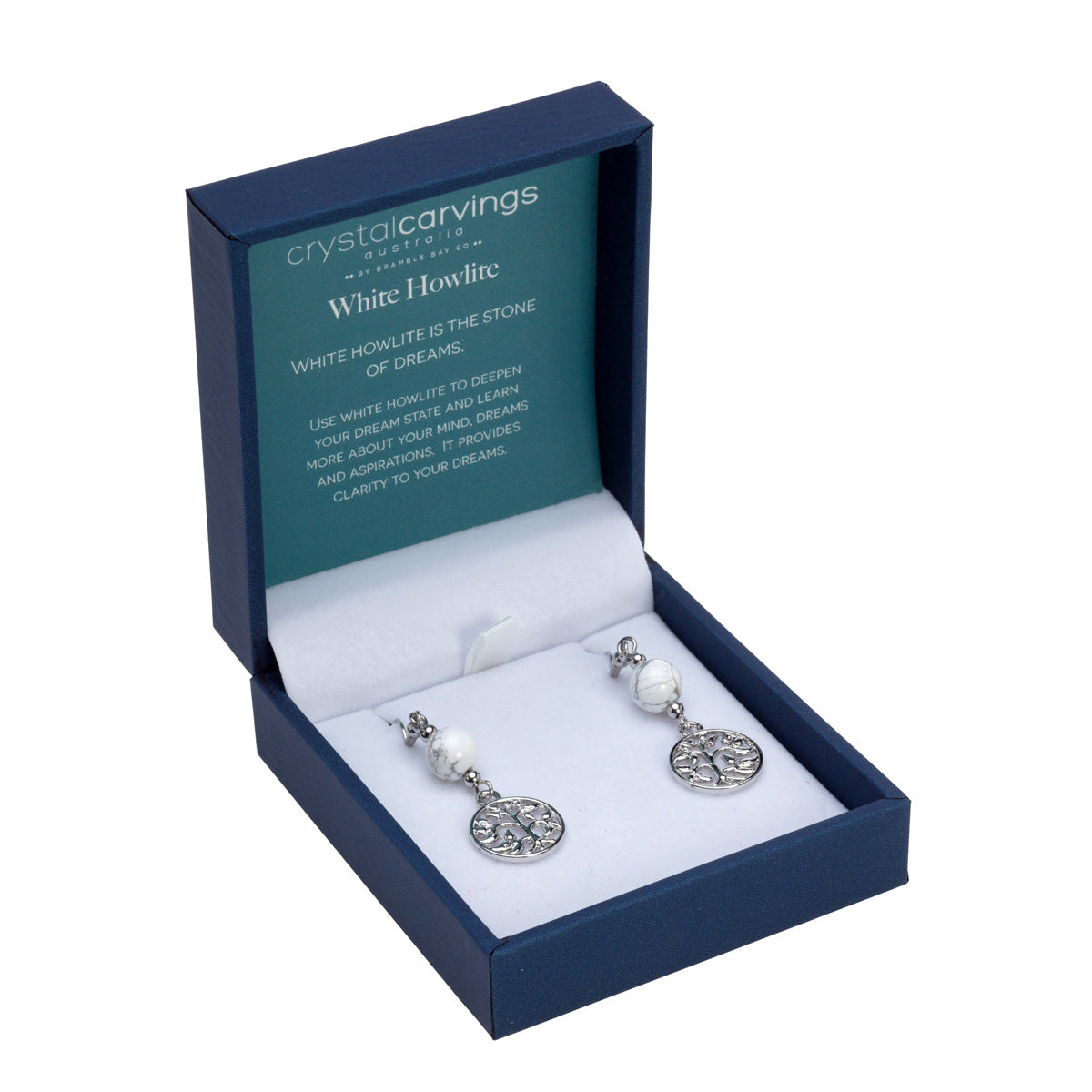 White Howlite Tree of Life Earrings