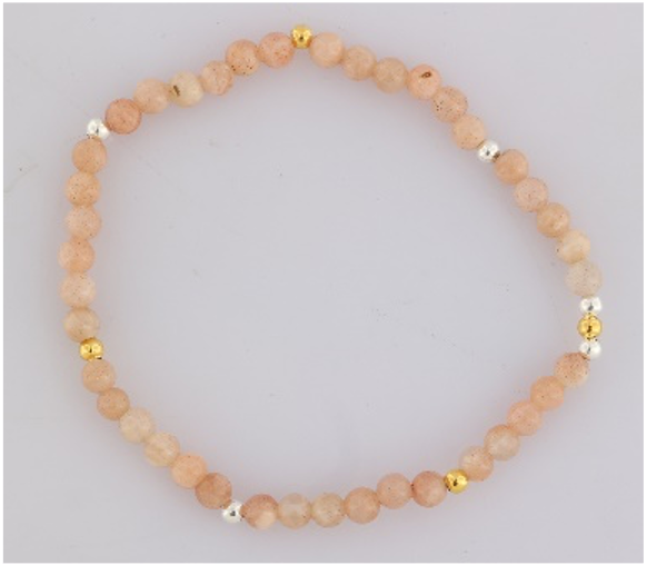 GEM-Bracelet - Pink Moonstone Round (4-4.5mm)