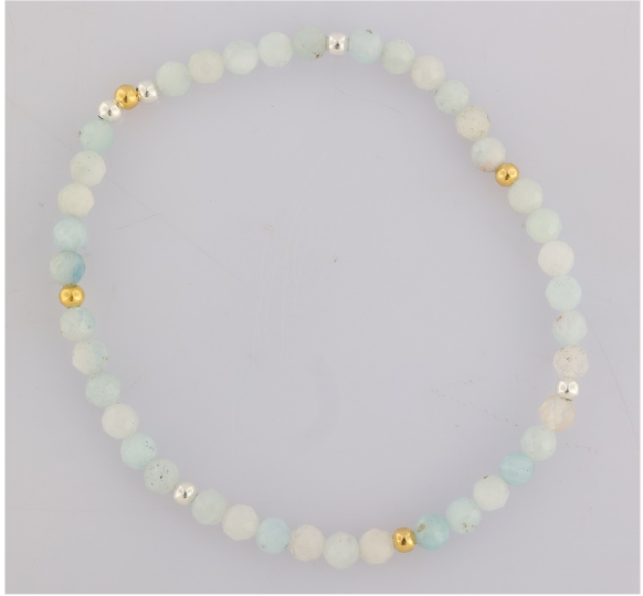 GEM-Bracelet - Milky Aquamarine Facet (4-4.5mm)