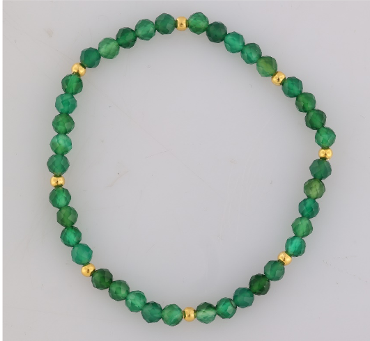 GEM-Bracelet - Green Onyx Facet (4-4.5mm)