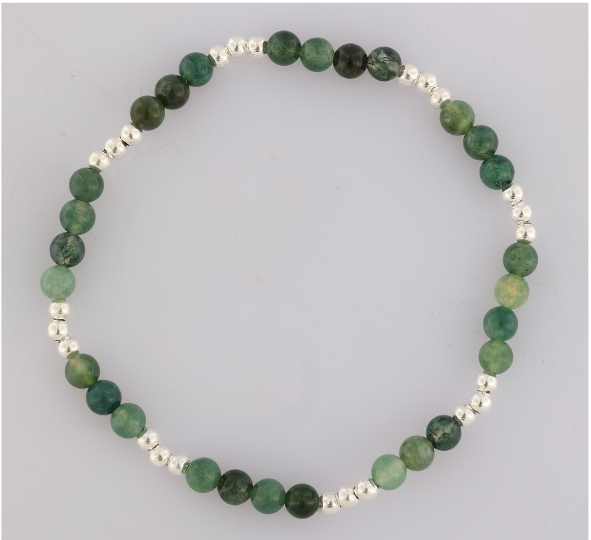 GEM-Bracelet - Moss Agate Round (4-4.5mm)