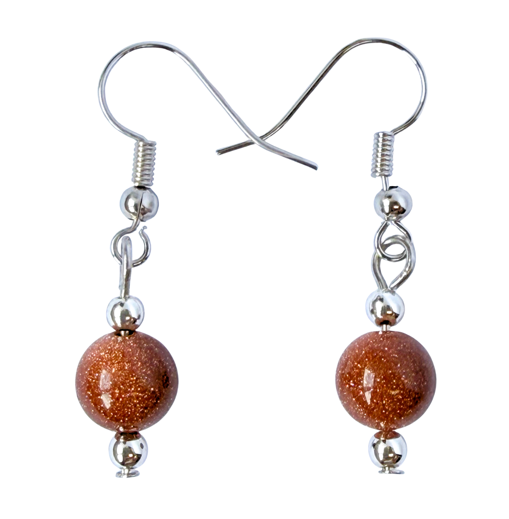 Gold Sunstone Bead Earrings