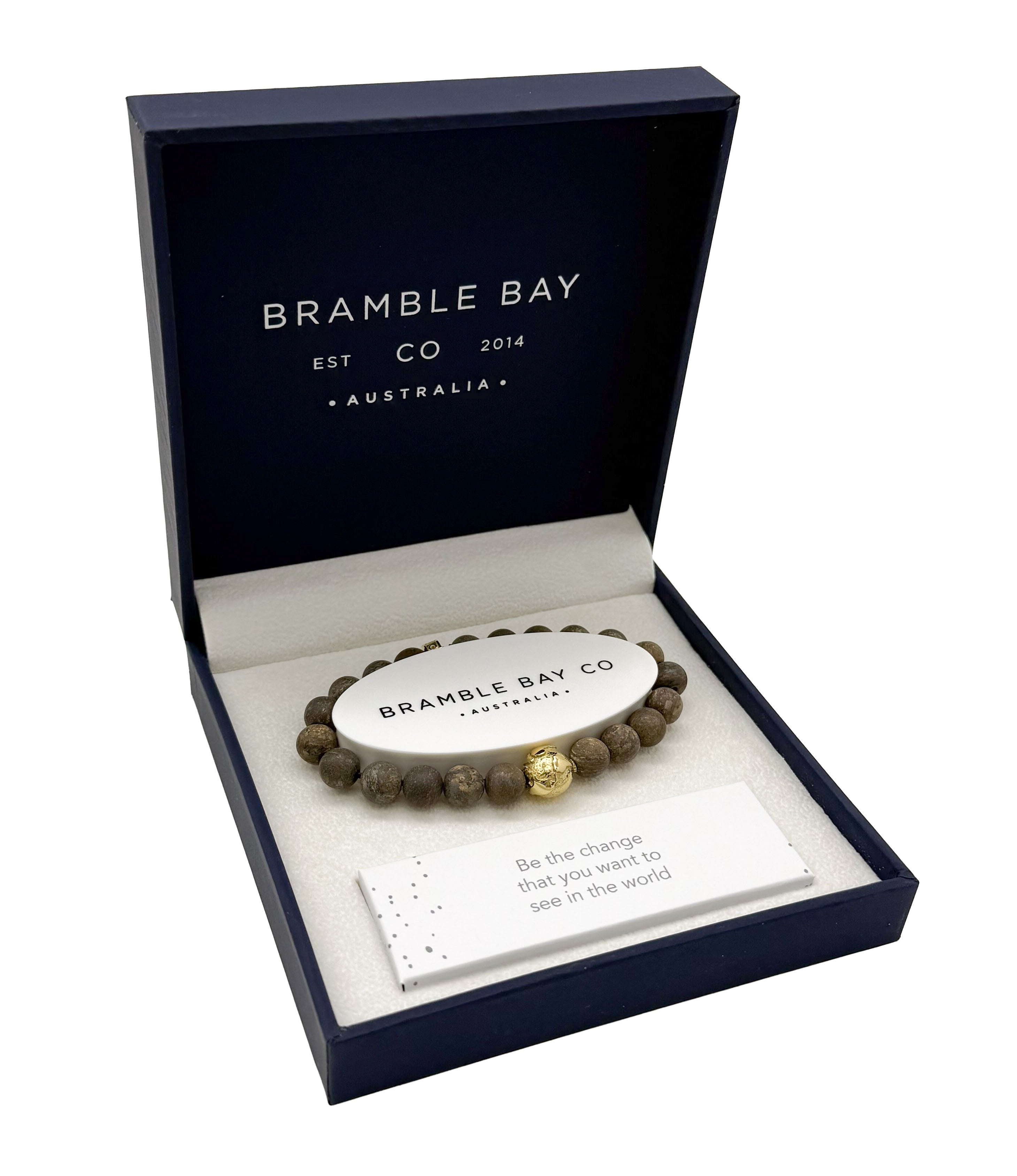 Planet Earth Bronzite Gold Charm
