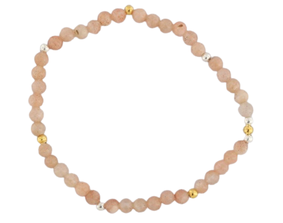 GEM-Bracelet - Pink Moonstone Round (4-4.5mm)