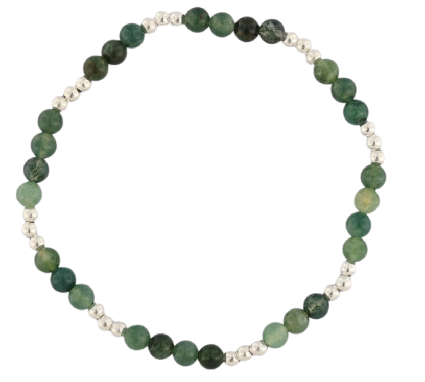 GEM-Bracelet - Moss Agate Round (4-4.5mm)