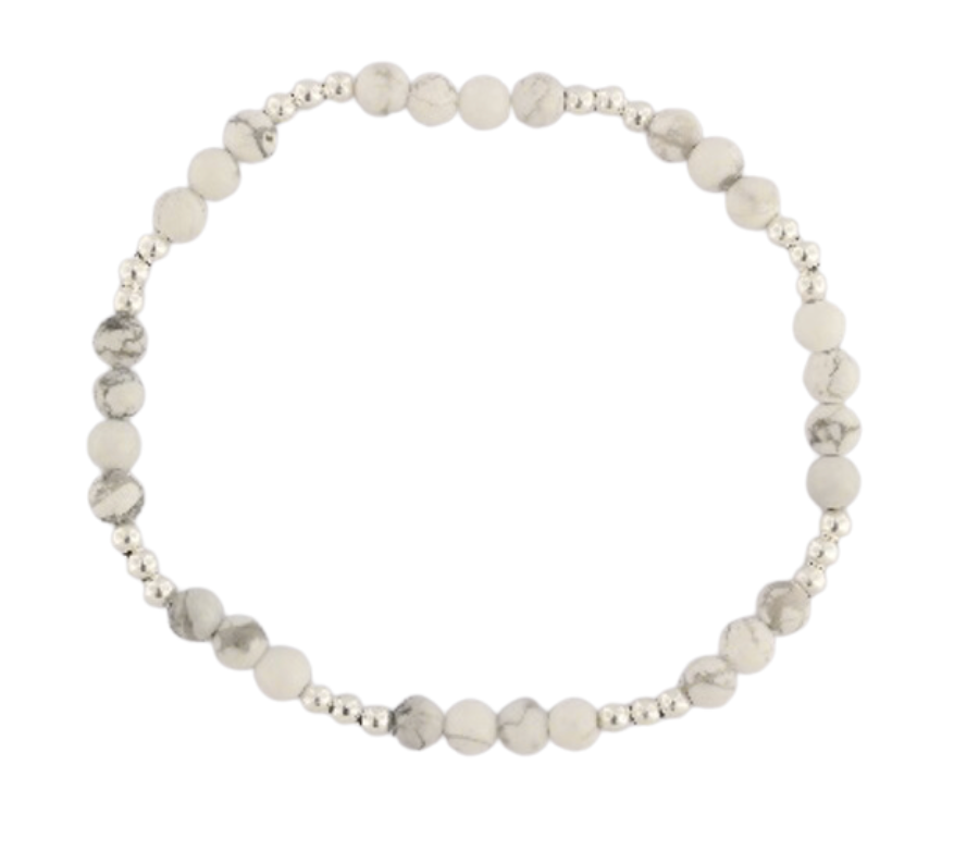 GEM-Bracelet - White Howlite Round (4-4.5mm)