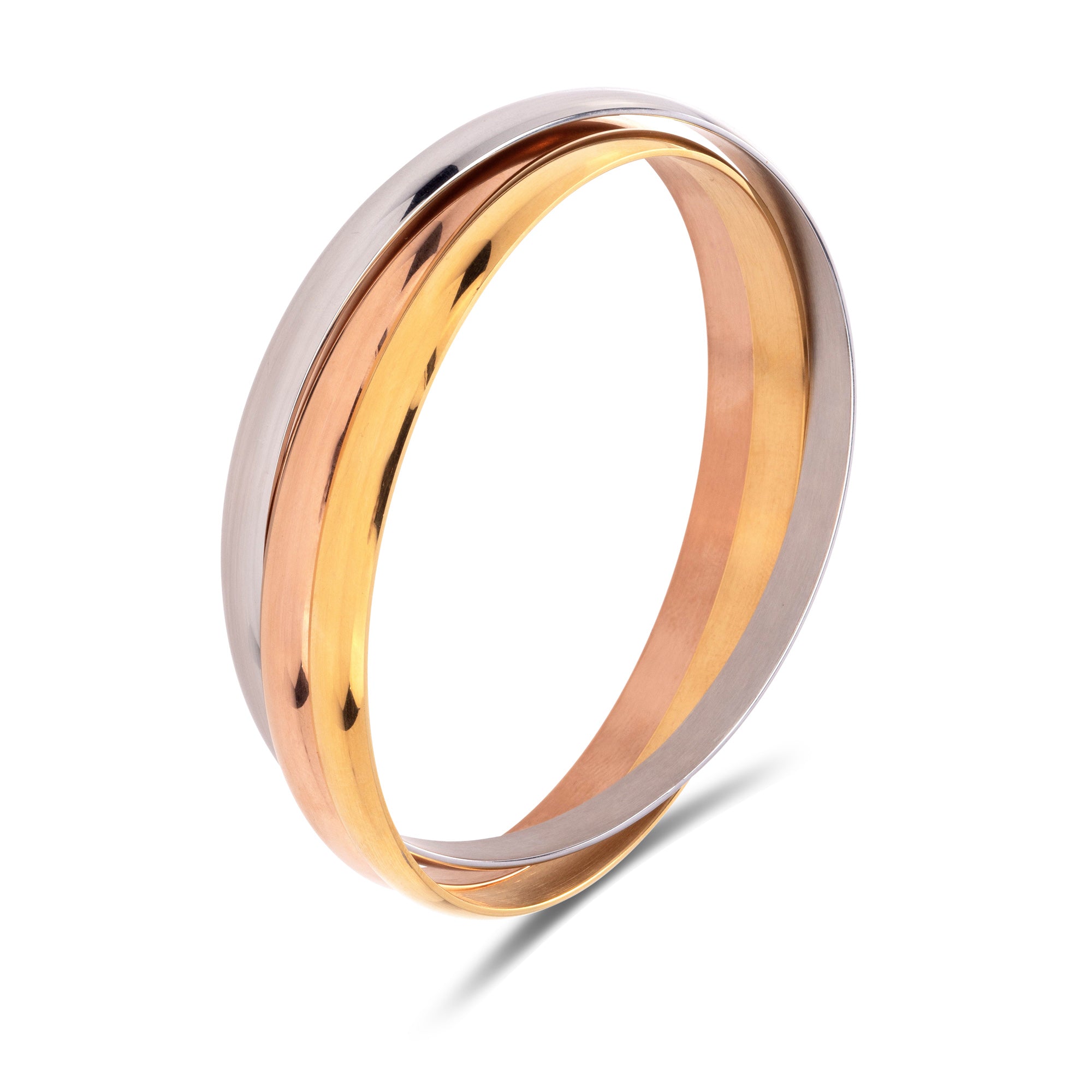 Vogue Bangle - Tri-Tone Gold/Rose/Steel