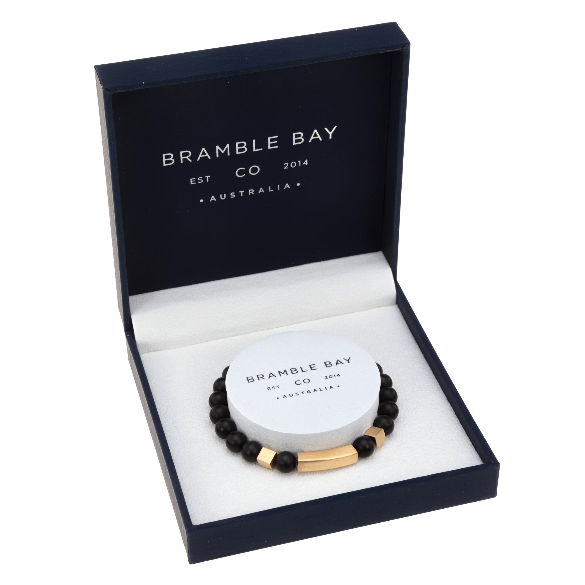 Vogue Mens Bracelet - Black Agate-Gold Matte
