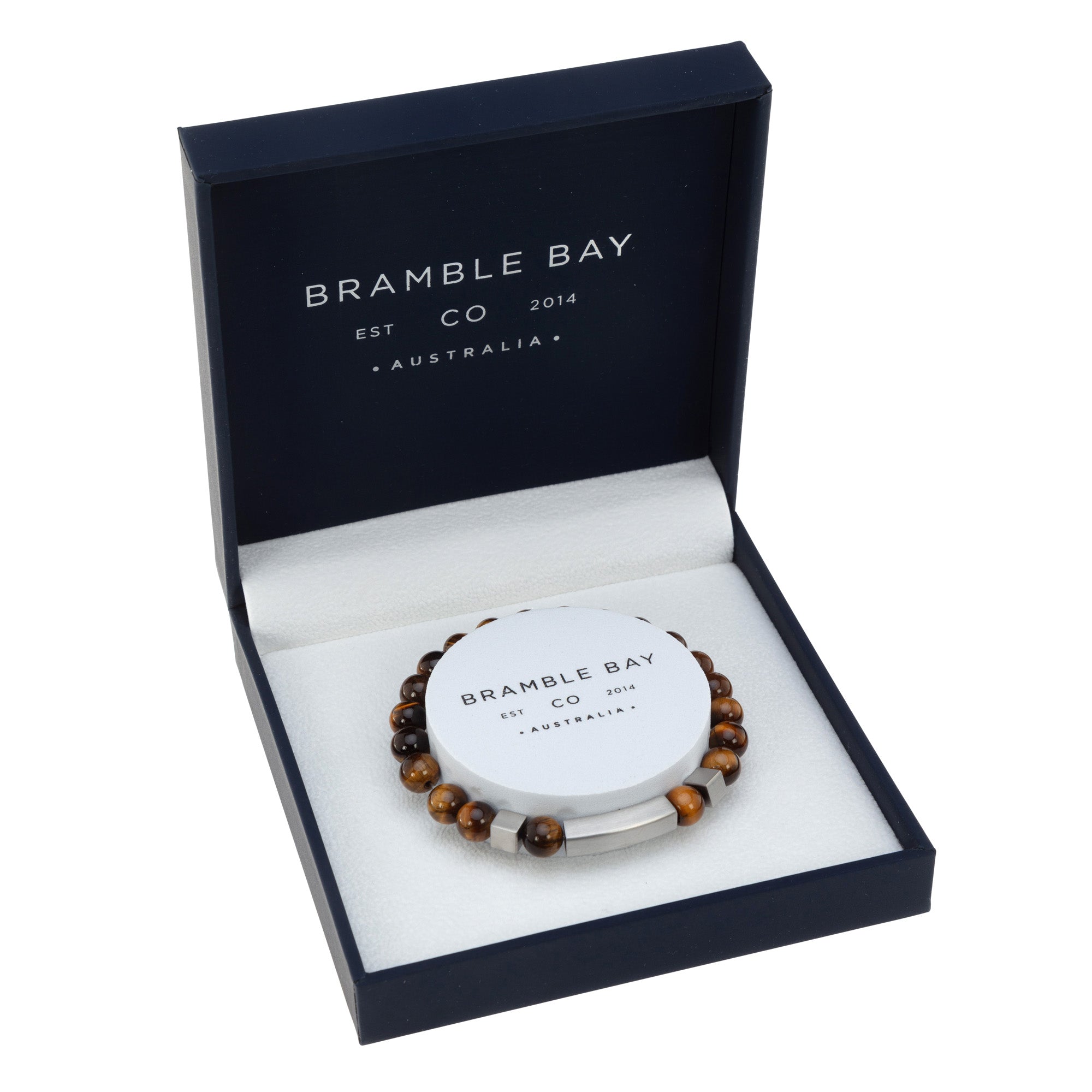 Vogue Mens Bracelet - Tigers Eye Steel Matte