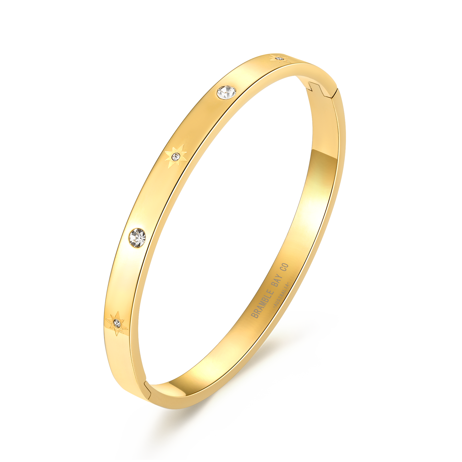 Vogue - Star Bangle with 3x Diamante Gold