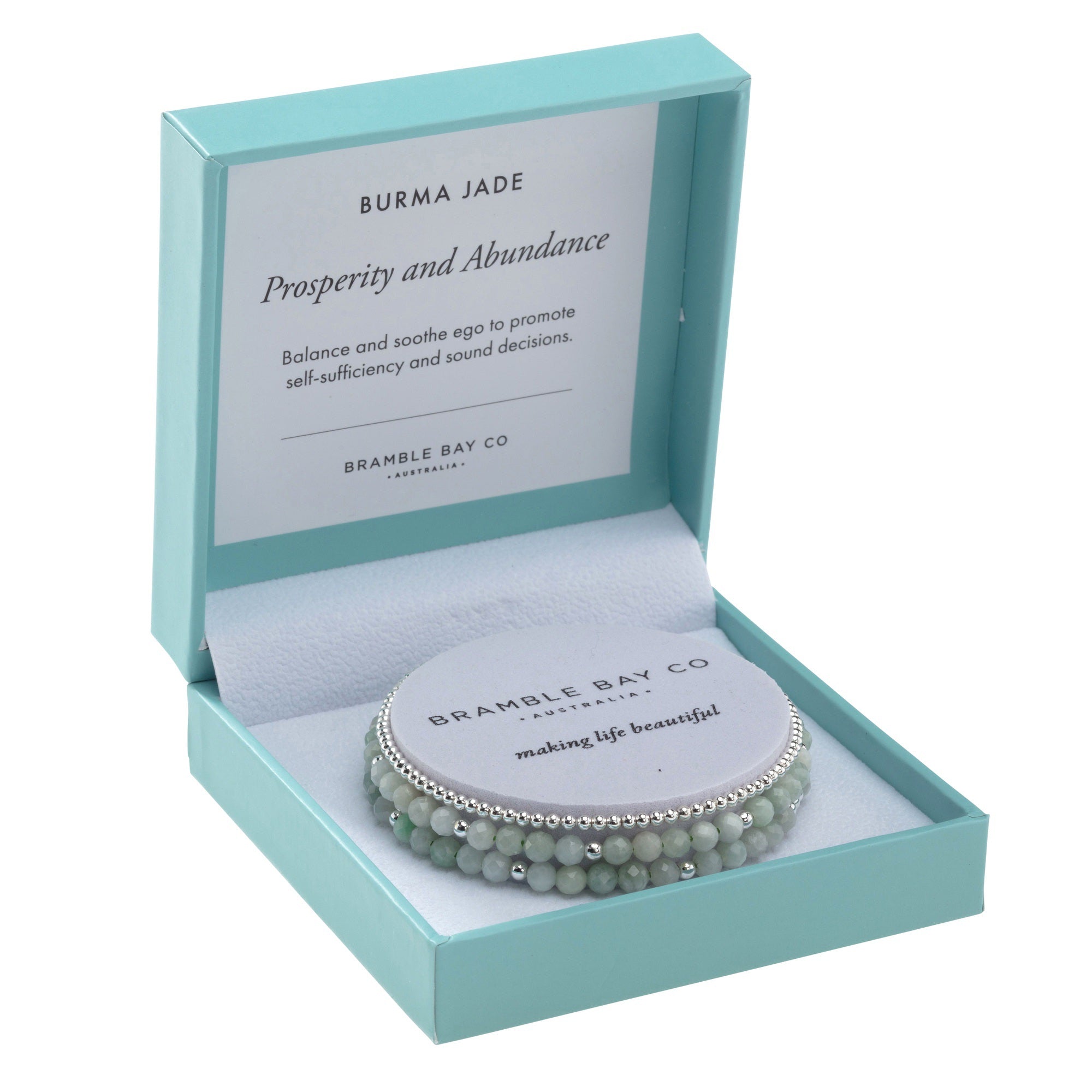 Trio Bracelet Set - Burma Jade (4mm) & Silver plated bead (3mm) Prosperity & Abundance
