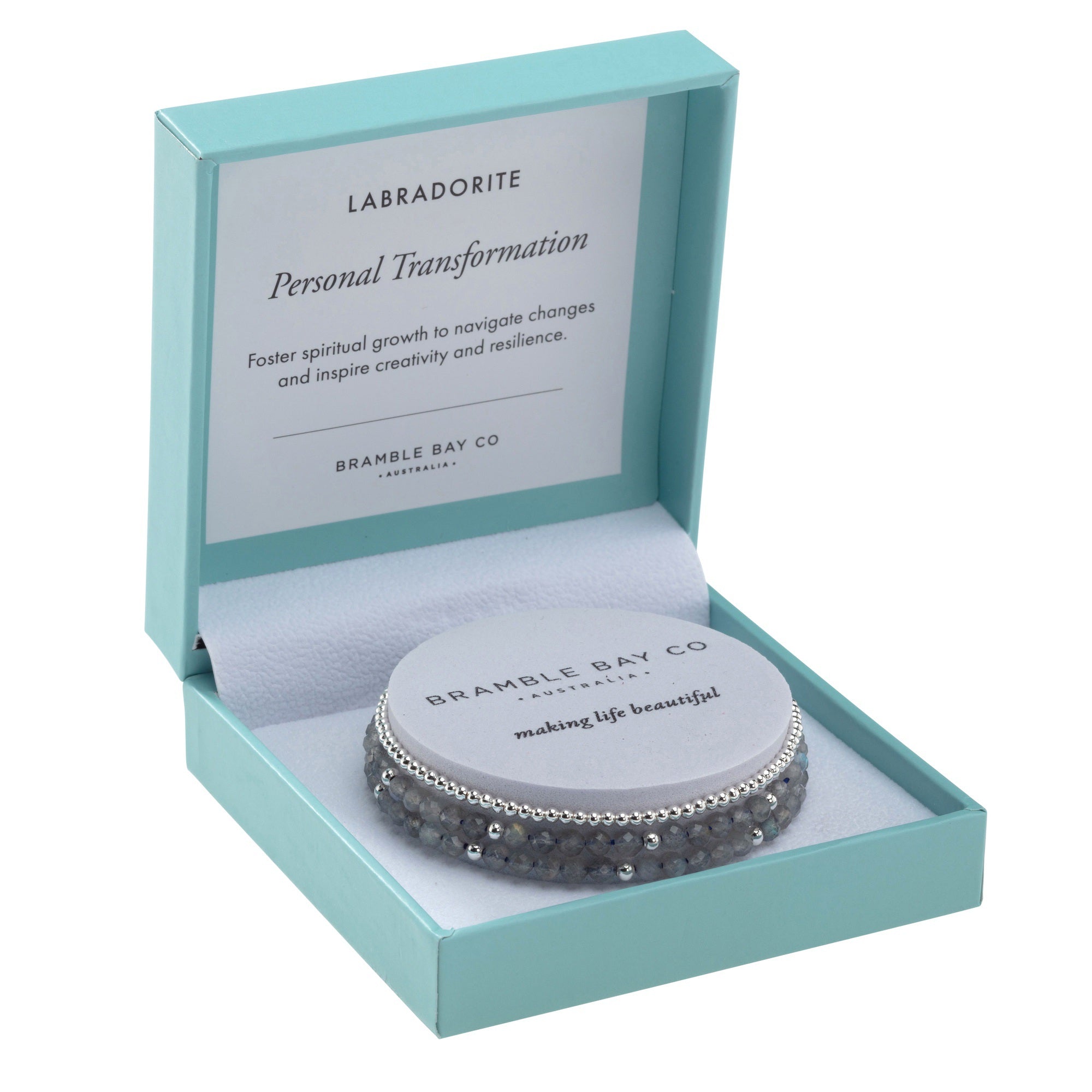 Trio Bracelet Set - Labradorite (4mm) & Silver plated bead (3mm) Personal Transformation