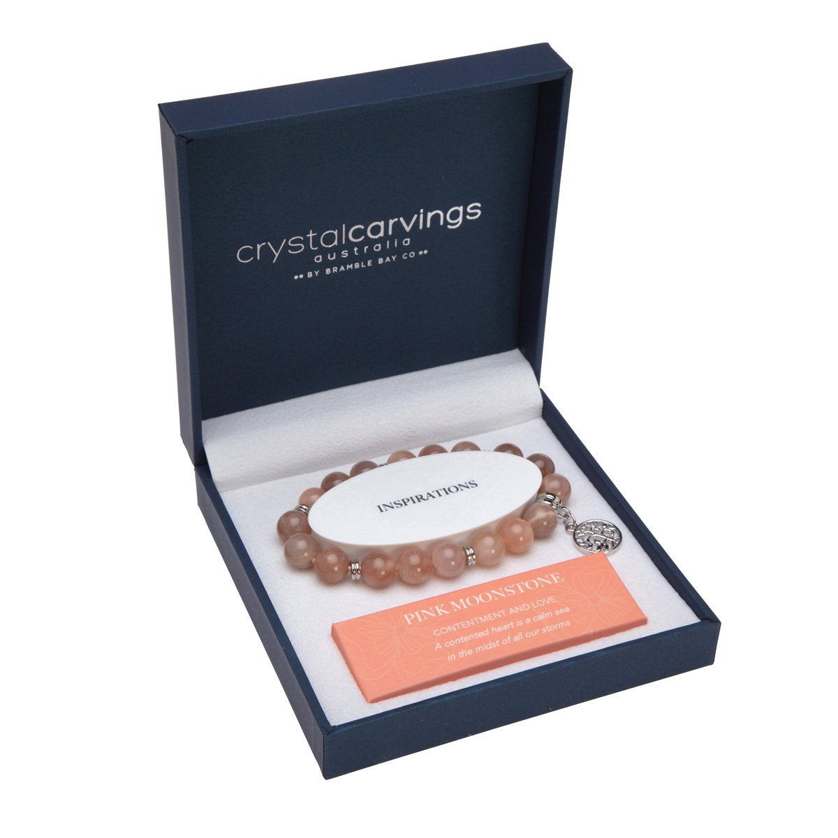 Moonstone Bracelet Tree Of Life Charm 10mm Bead