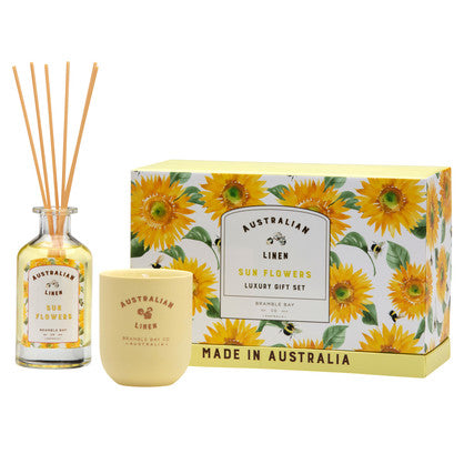 Australian Linen Sun Flowers Votive and Diffuser Gift Set