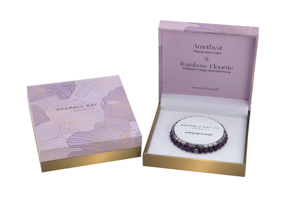 Amethyst & Rainbow Fluorite Bracelet