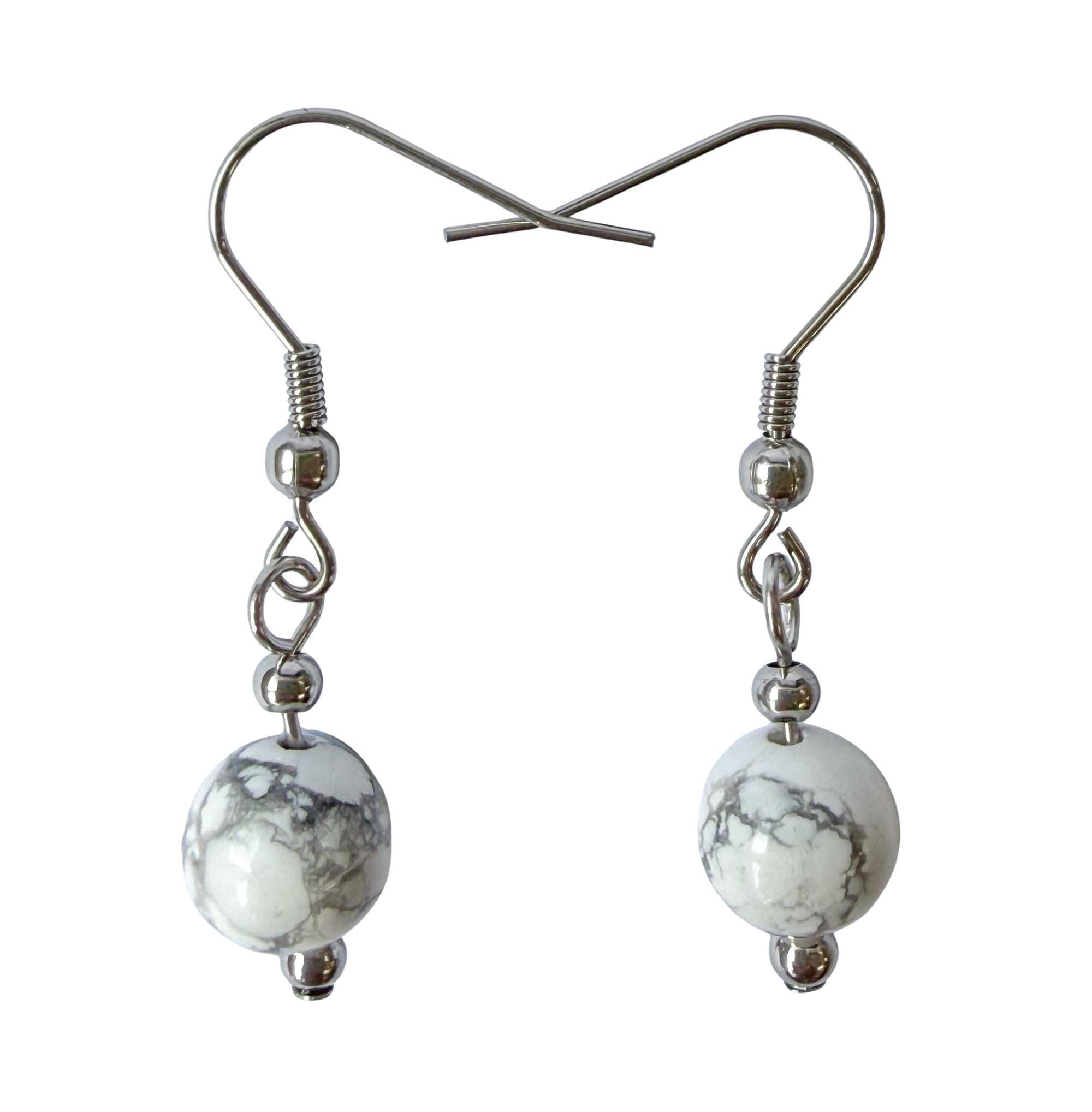 White Howlite Bead Earrings