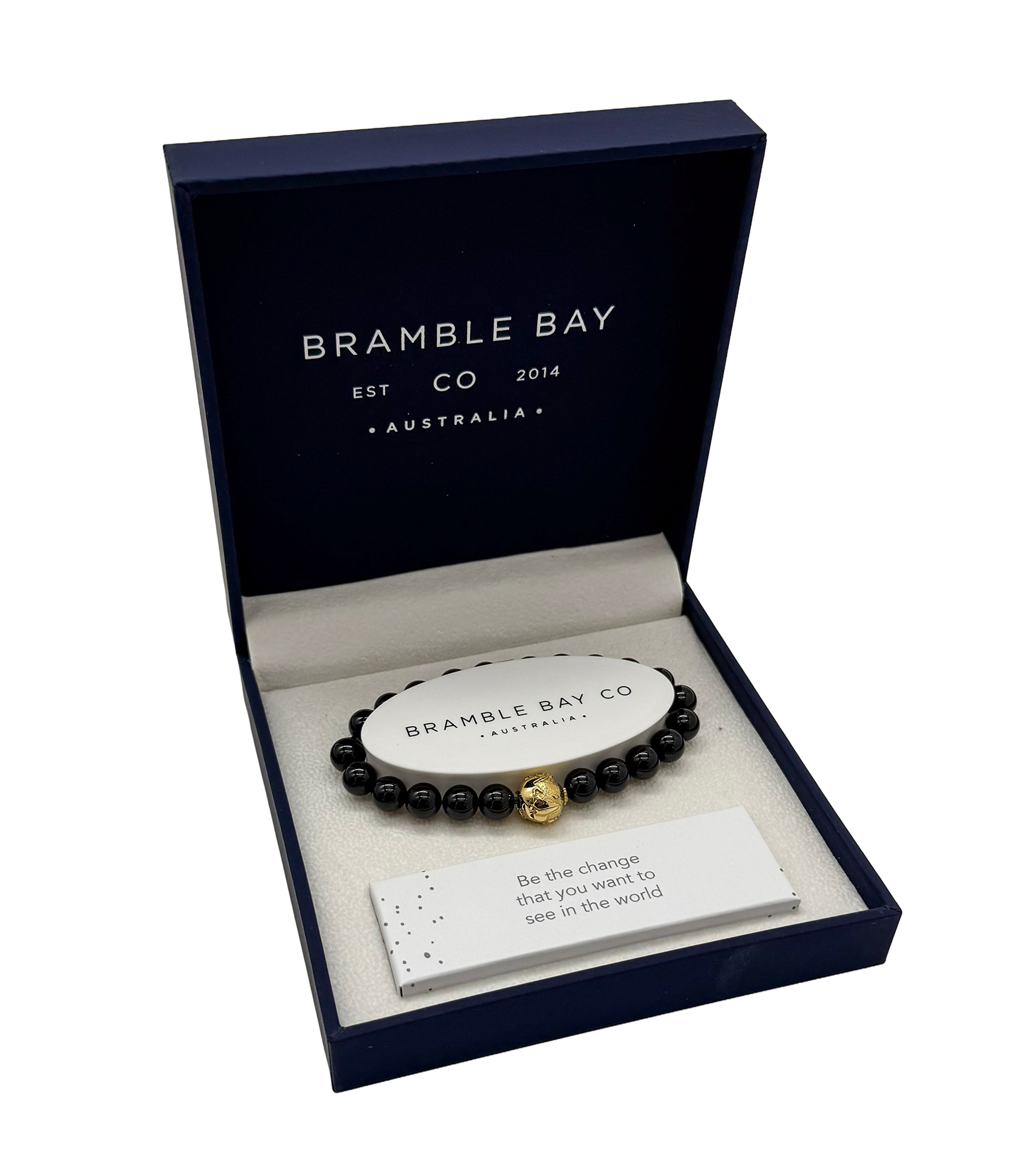 Planet Earth Black Onyx Gloss Gold Charm