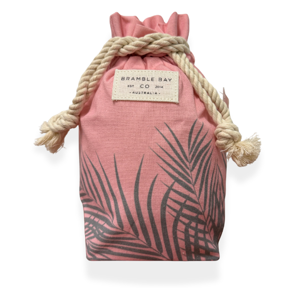 Bramble Bay Co Ocean Cotton Drawstring Bag Pink - Ocean Drift
