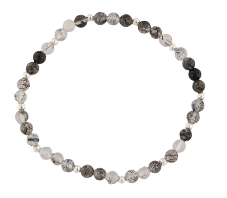 GEM-Bracelet -  Black Rutile Quartz Round (4-4.5mm)