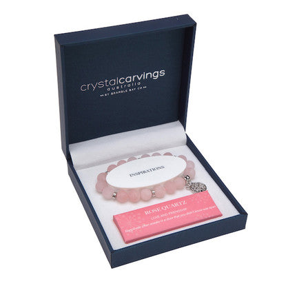 Rose Quartz Matte Tree Of Life Charm Bracelet