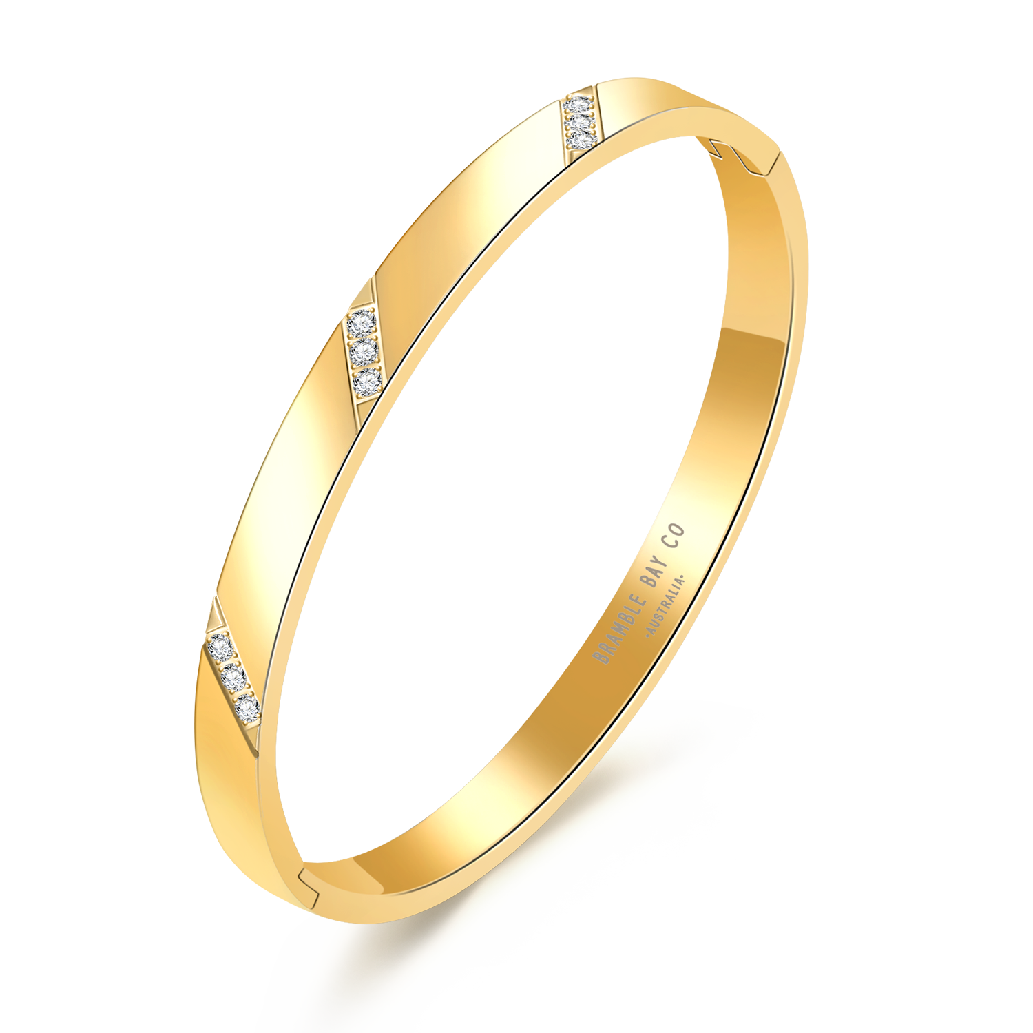 Vogue Bangle - 3x Triple Row Diamante Gold