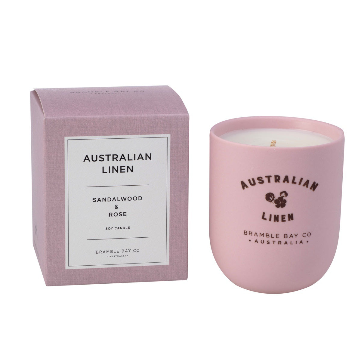 Australian Linen Sandalwood & Rose Candle 190g