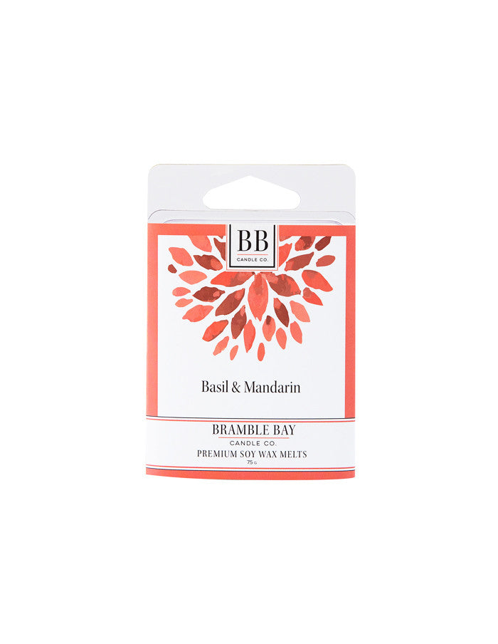 A beautiful soy wax melt featuring a Basil and Mandarin fragrance.